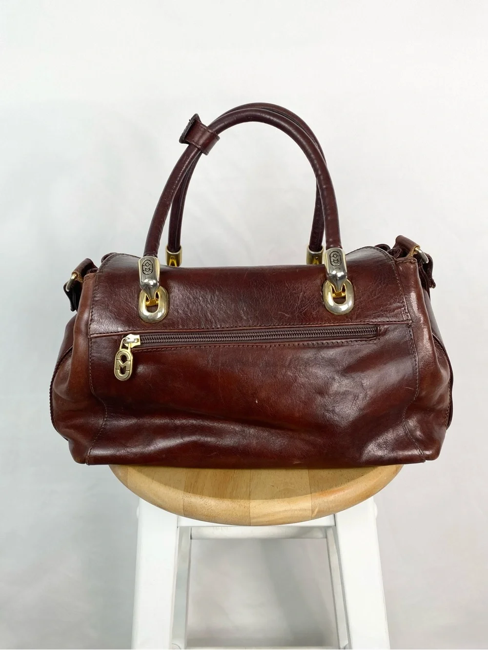 Vintage Marino Orlandi Brown Leather Satchel Bag Made in Italy